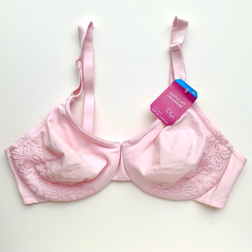 NWT 38C Olga Luxury Lift Lace Trim Bra